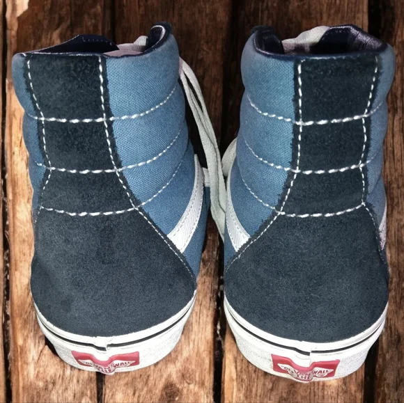 Vans Men's High-Top Sneakers - Navy and White. Van SK8 HI - Picture 3 of 5